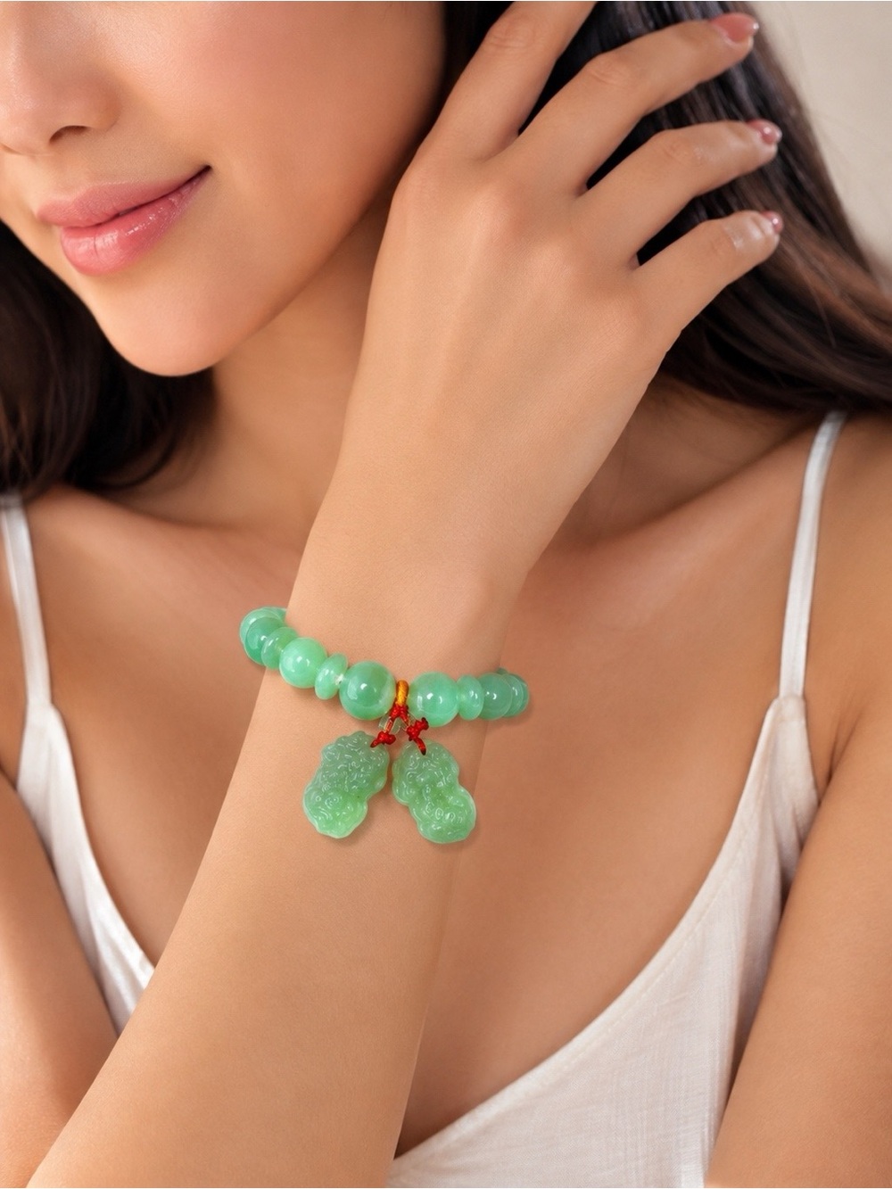 Natural Jade Protection Bracelet | Handmade | Pixiu Charms | Good Luck Bracelet